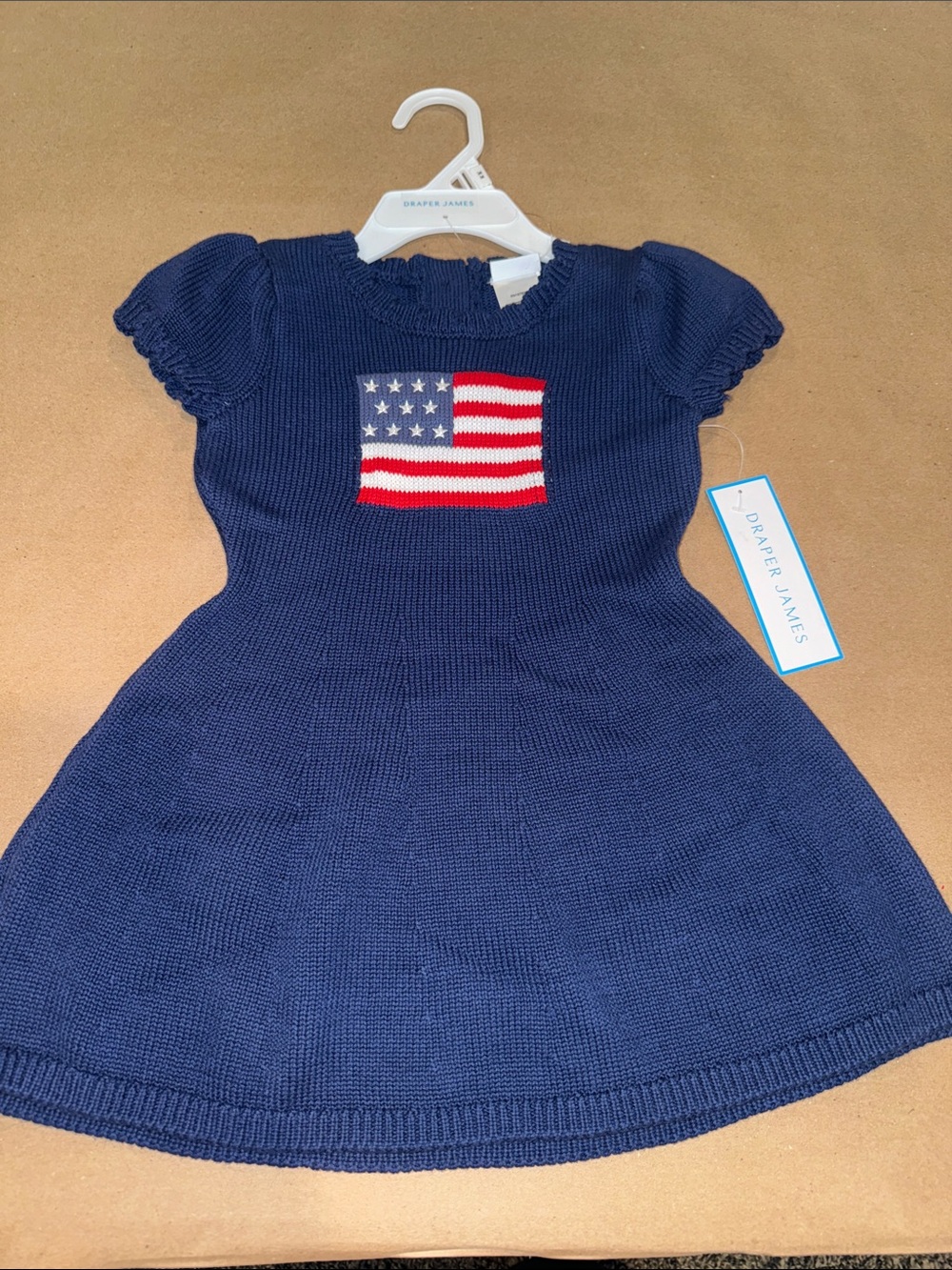Draper James Navy Knit Dress with American Flag Patch